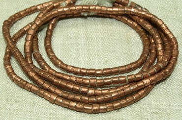 Strand of Copper Ethiopian Mini Cylinder Beads, New
