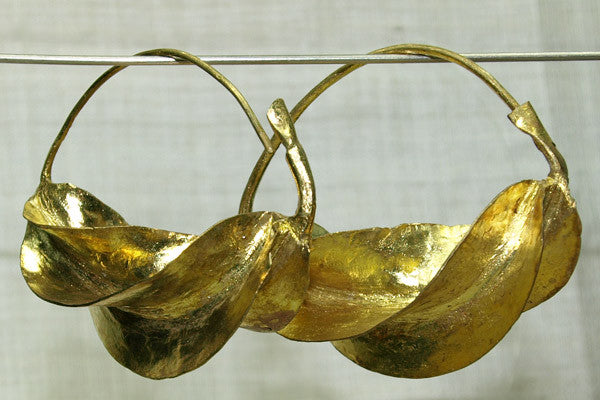 Traditional Fulani Brass Earrings, small rugged