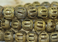 Strand of Small 9mm Brass Basket Beads from Ghana