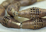 Strand of Traditional Brass Bicone Beads from Ghana