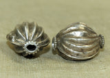 Antique Silver Fluted Bead from India