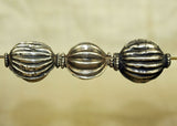 Antique Silver Fluted Bead from India