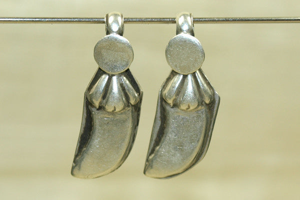 Antique silver domed Pepper dangles, pair