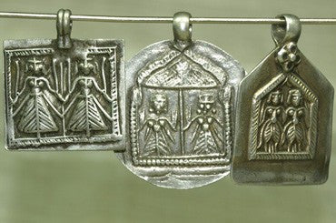 Set of Antique Silver "Twin Deities" Amulets