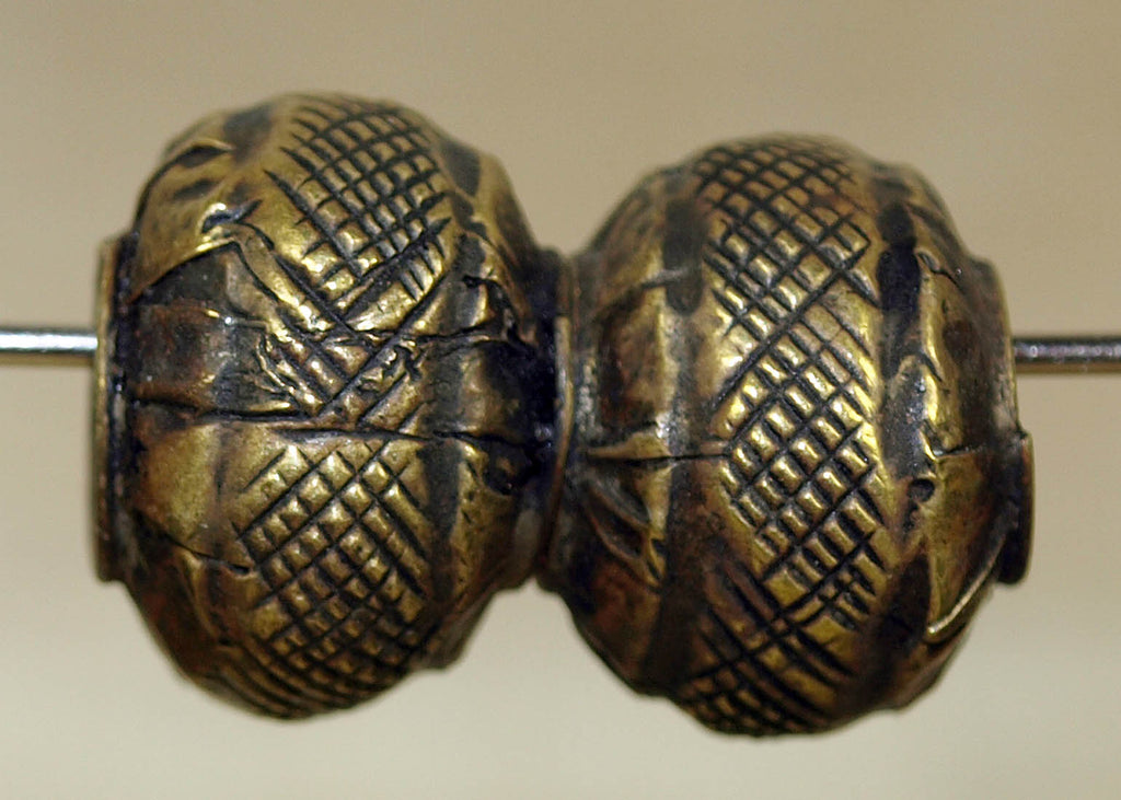 Pair of Antique Brass Beads from India