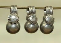 Solid Silver Drop with floral motif from India