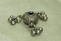 Old Silver Fluted bead with dangles from India