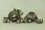 Pair of Old Silver Fluted Beads With Dangles, India