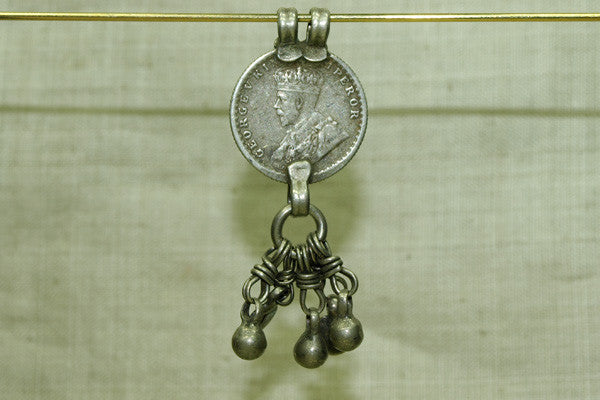 Antique 1/4 Rupee Silver Pendant, India