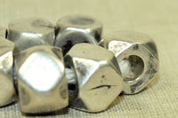 Antique Coin Silver Cornerless Cube Beads, India