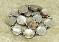 Strands of Flat Silver Beads from India