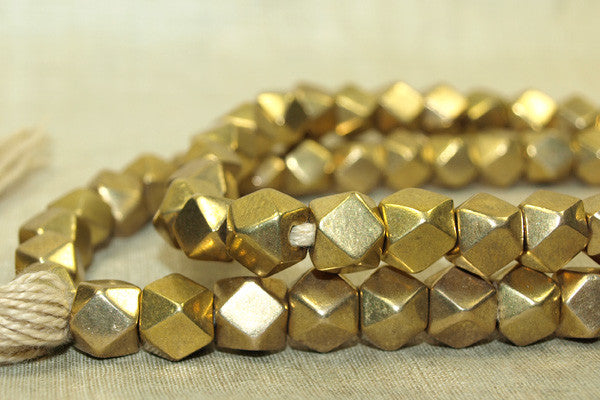 Large 9.5mm Brass Conerless Cube Beads from India