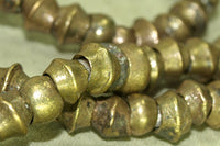 Strand of Antique 7-9mm Irregular Bicone Brass Beads from India
