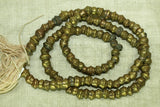 Strand of Antique 7-9mm Irregular Bicone Brass Beads from India
