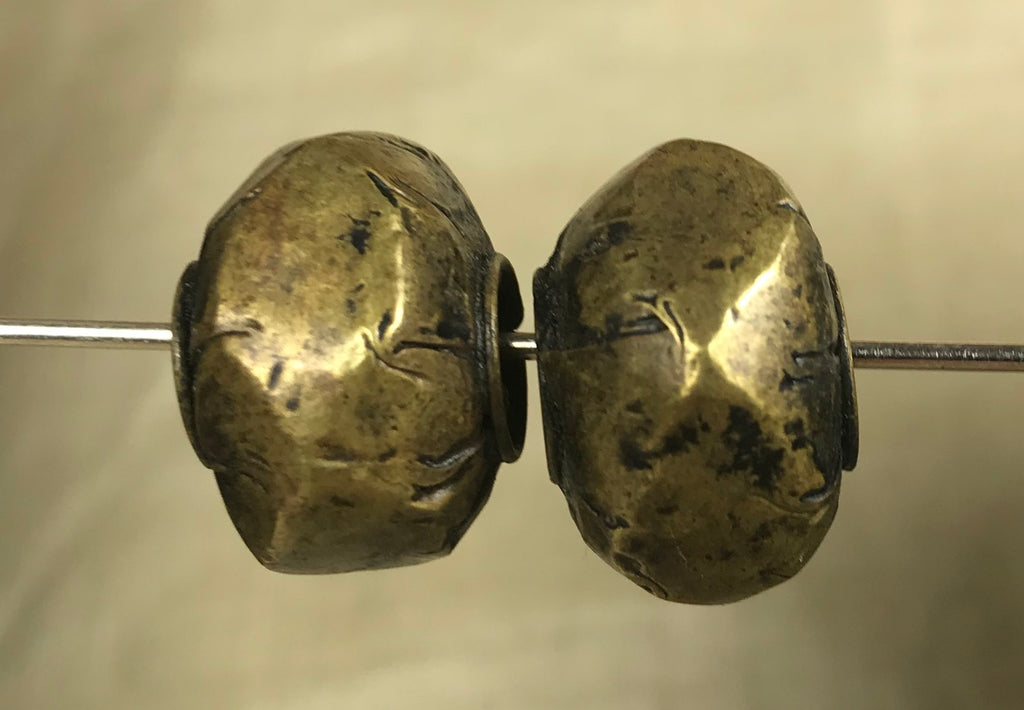 Pair of Antique Brass Beads from India