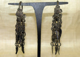 Pair of Fancy Antique Hmong Silver Earrings