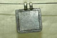 Antique coin silver engraved square with double loop