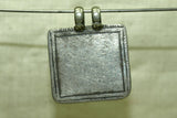 Antique coin silver engraved square with double loop