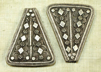 Pair of Detailed Coin Silver Flat Cones from Yemen