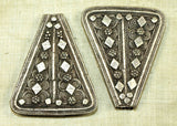Pair of Detailed Coin Silver Flat Cones from Yemen