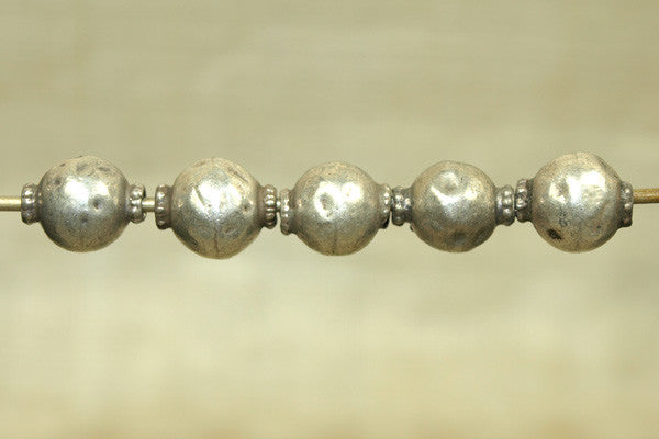5 Round Coin Silver Beads, India