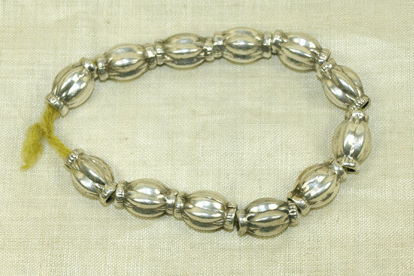 Fluted Vintage 1940s Silver Beads from India