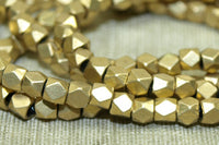 Small 3mm Cornerless Cube shiny Brass Beads from India