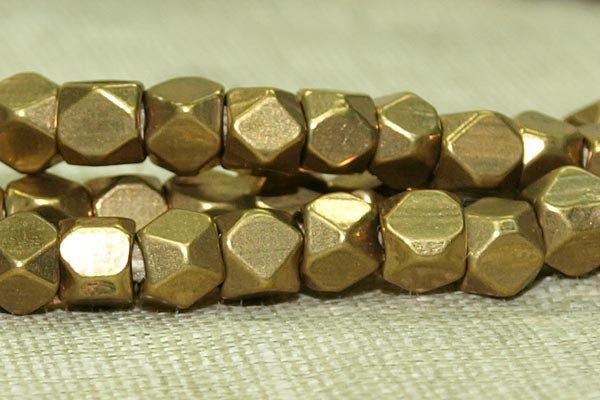 Small 5mm Brass Beads from India; Cornerless Cubes