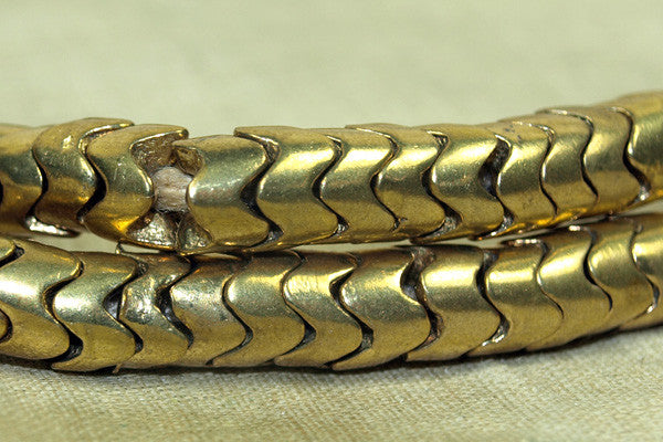 Brass "Snake Bone Beads" from India, 7.3mm