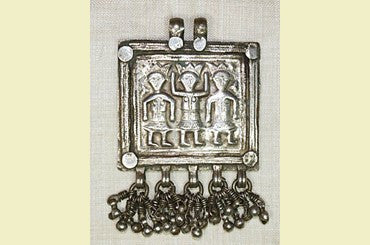 Old Silver Brahmanical Triad Pendant from India