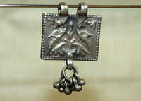 Small Old Silver Pendant from India, 2 Birds