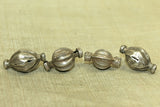 Set of four Antique Fluted Silver Beads