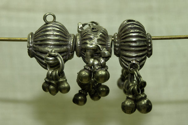 Set of Antique Fluted Silver Beads from India