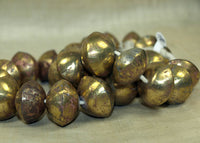 Strand of Large, Rustic Brass Saucer Beads from Mali