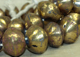 Strand of Large, Rustic Brass Saucer Beads from Mali