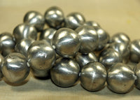 Strand of Round Silver Tone Beads from Mali