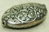 New Silver Oval Bead from Nepal, Bird