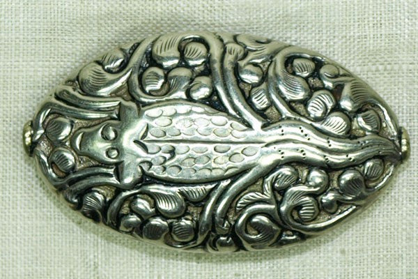 New Silver Bead From Nepal, Lizard