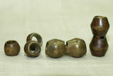 Set of Antique Solid Brass Cast Bicone Beads