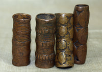 Set of Four of Antique Cast Bronze Tubes from Nigeria