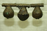 Antique Funky Dark Brass Bell from Nigeria