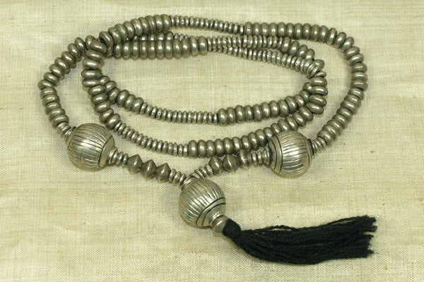 Necklace of Antique Silver Heishi and Beads from Ethiopia