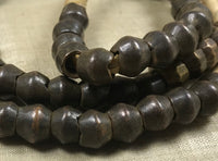 Strand of Antique Heavy Dark Bronze Bicone Beads from Cameroon