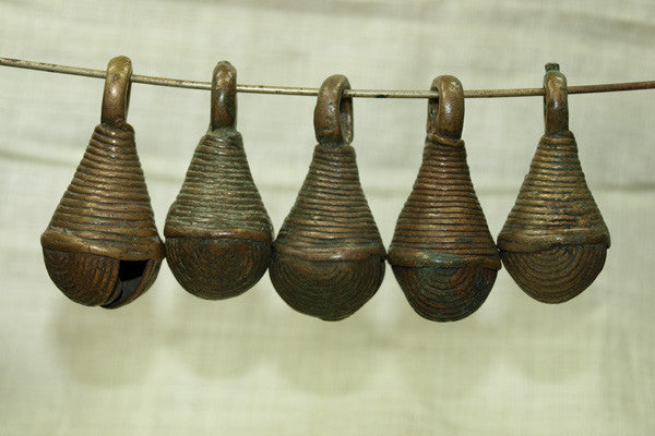 Set of Nigerian Brass Bells With concentric circle patterns