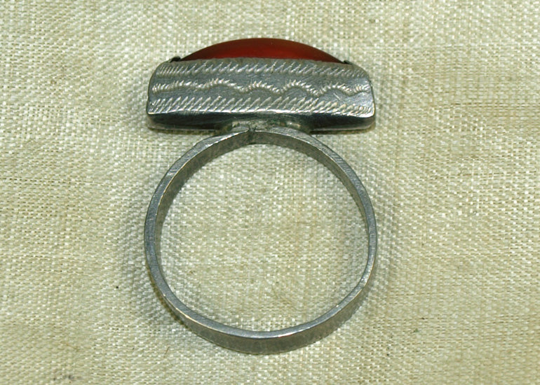 Tuareg Silver Hair Ring with Carnelian Setting