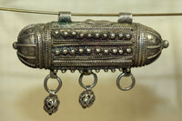 Antique Silver Capsule Yemen Pendant with Drops