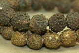 Yoruba Fabricated Brass Necklace 7-11mm textured beads