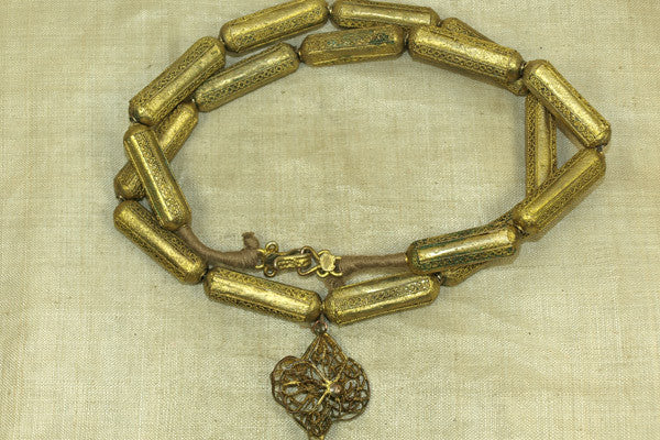 Vintage Brass Yoruba Necklace with Pendant