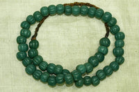 Strand of Vintage Teal/Green Fluted Beads from Nagaland