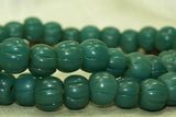Strand of Vintage Teal/Green Fluted Beads from Nagaland
